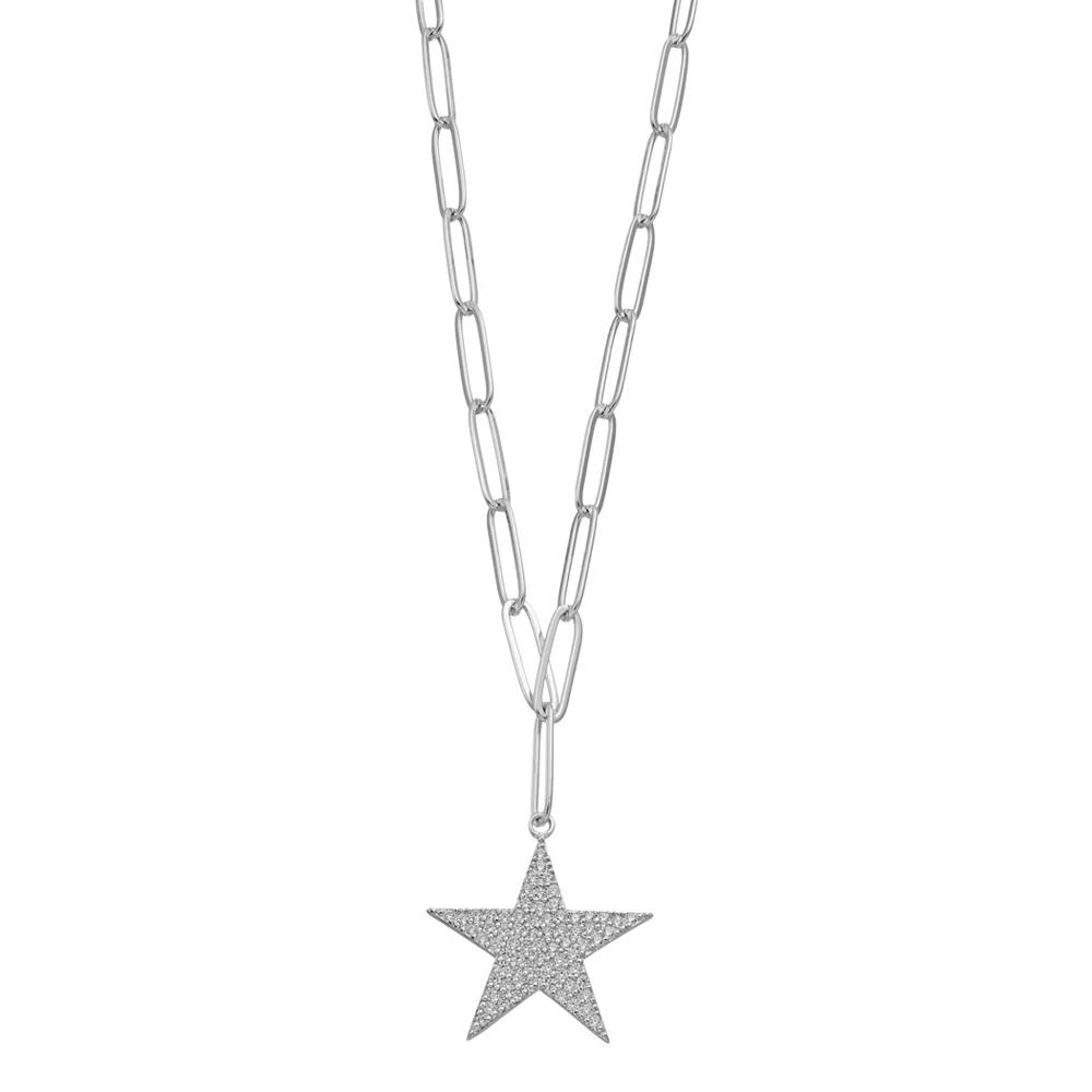 Rosabella Sterling Silver Cubic Zirconia Star Pendant Necklace, Women's, Size: 18" Product Image