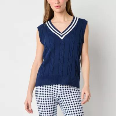 St. John's Bay Womens V Neck Sleeveless Pullover Sweater Product Image