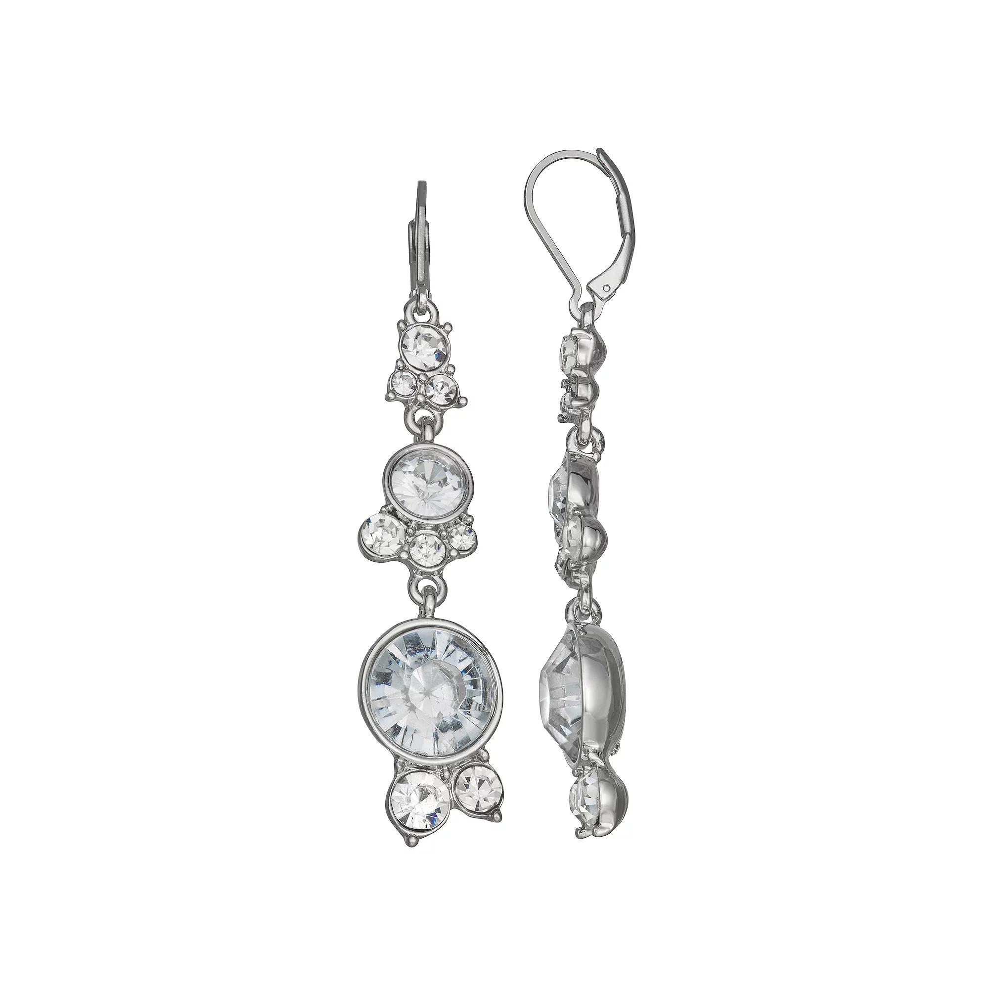 Simply Vera Vera Wang Silver Tone Leverback Stone Linear Earrings, Womens, Clear Product Image