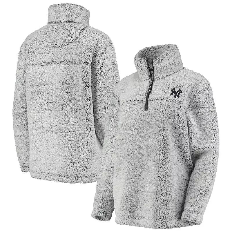Women's G-III 4Her by Carl Banks Gray New York Yankees Sherpa Quarter-Zip Pullover Jacket, Size: Small, Grey Product Image