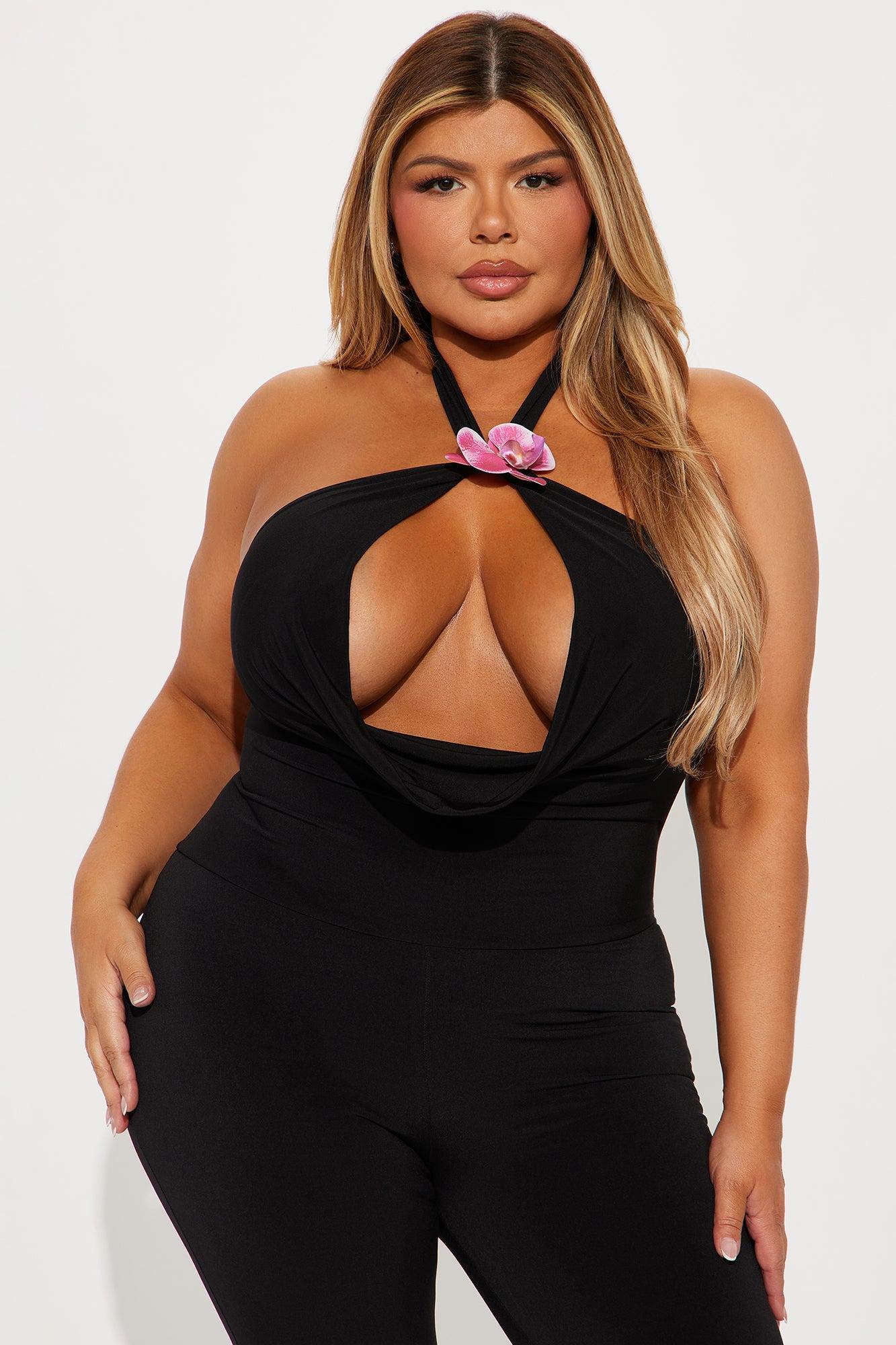 Galea Halter Stacked Jumpsuit - Black Product Image