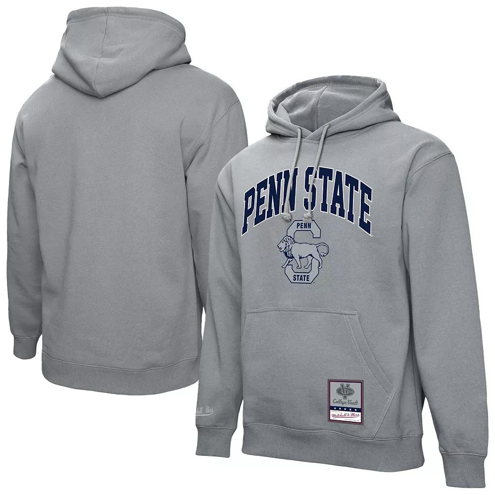 Men's Mitchell & Ness Heather Gray Penn State Nittany Lions Classic Arch Pullover Hoodie,  Product Image