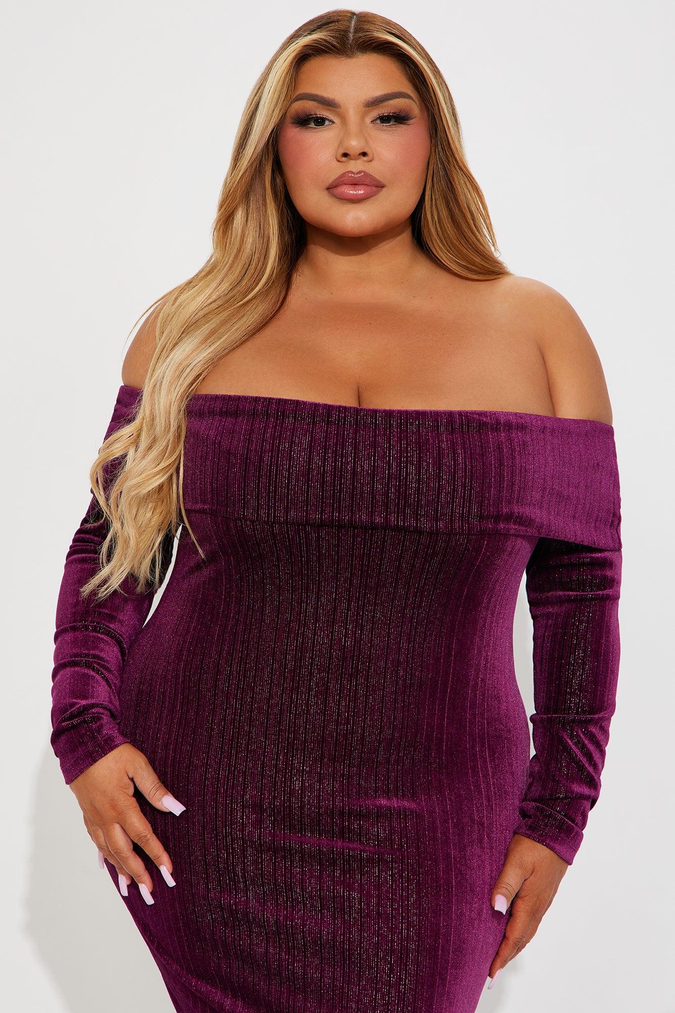 All That Shimmer Velvet Maxi Dress - Burgundy Product Image