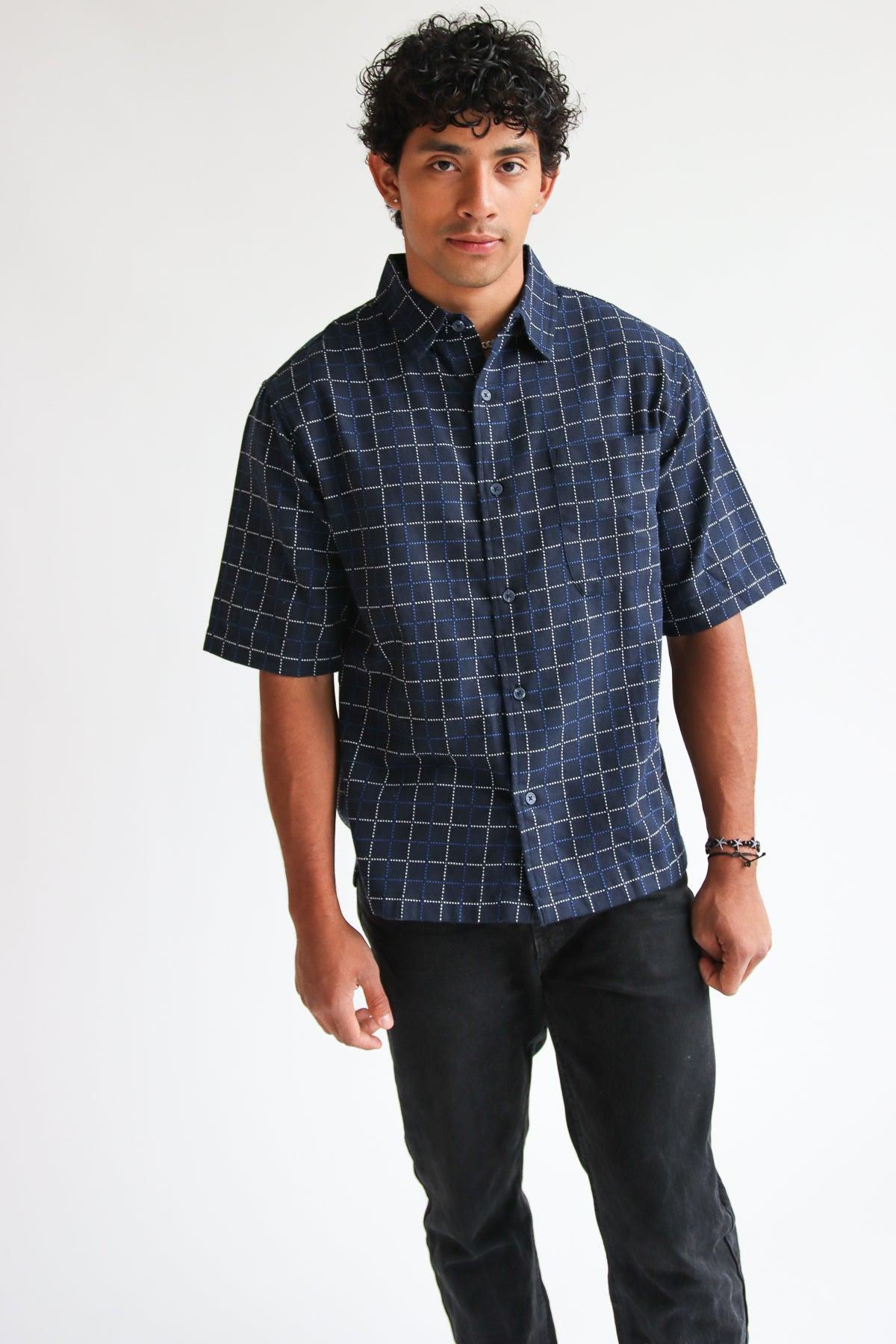 Grid Pattern Button Up Shirt Product Image