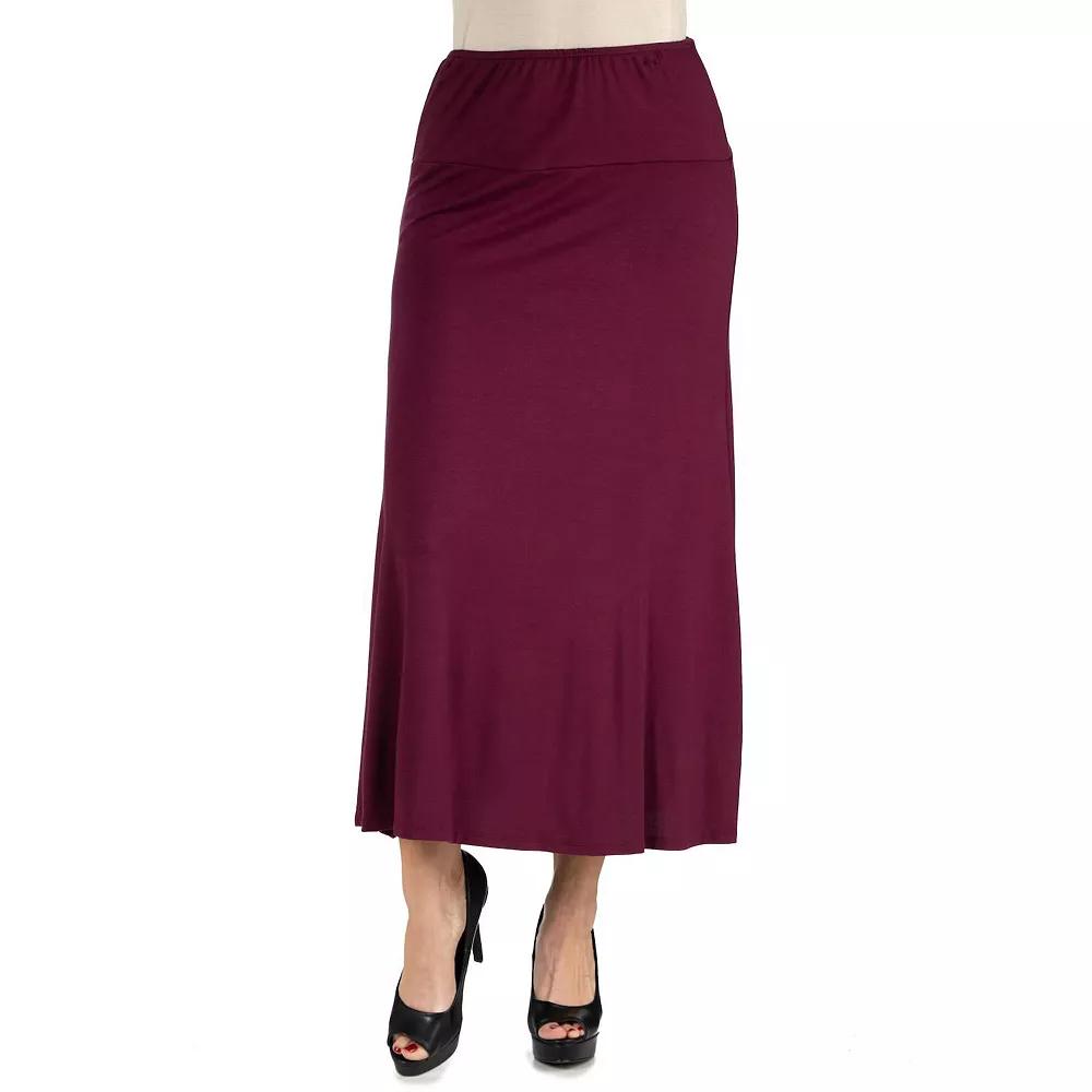 Women's 24seven Comfort Apparel Elastic Waist Midi Skirt, Size: XXL, Red Product Image