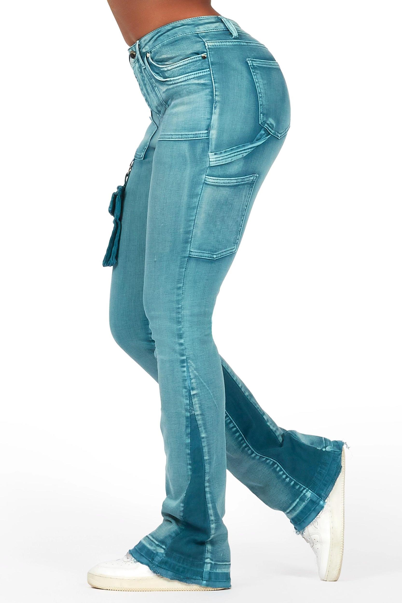 Galexus Blue Stacked Flare Jean Female Product Image