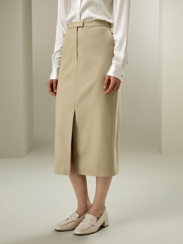 LILYSILK Wool Skirt - Female - Black Silk and Wool - Delicate Elastic Back Waist Skirt 6 Product Image