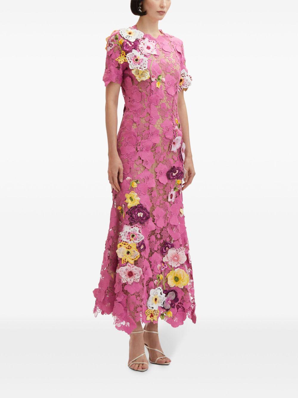 Orchid embroidered guipure gown Product Image