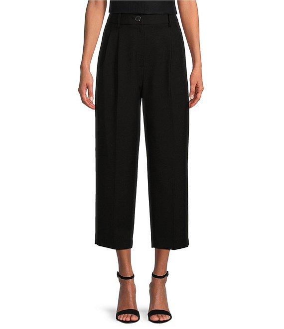 Antonio Melani Coordinating Emery Ponte Twill High Rise Pleated Front Wide Cropped Ankle Trousers Product Image