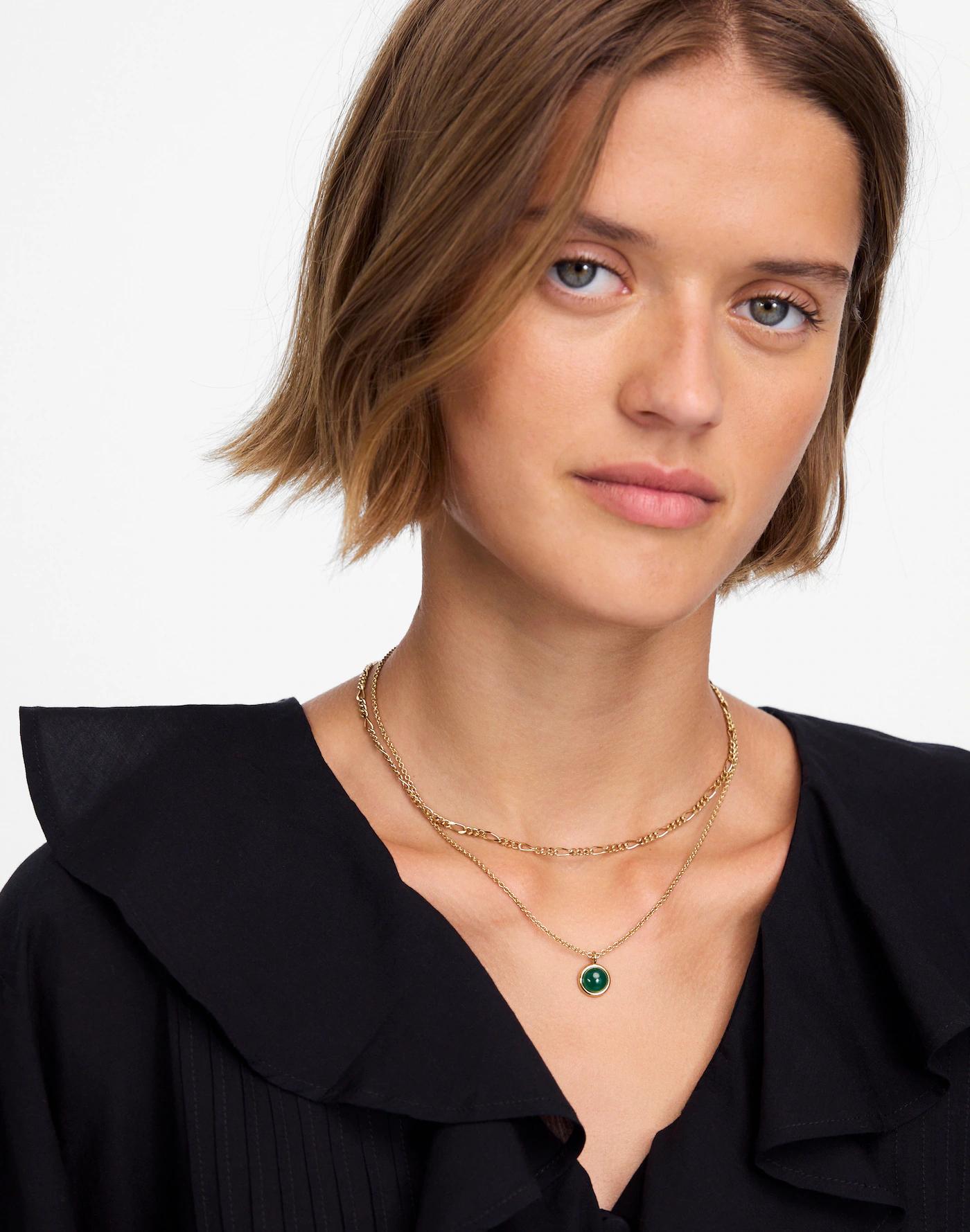 Semiprecious Two-Pack Figaro Pendant Necklace Set Product Image