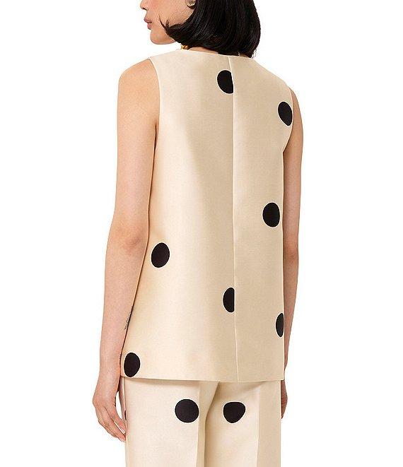 Tara Jarmon Topaze Dotted Duchess Satin V-Neck Sleeveless Bow Top Product Image