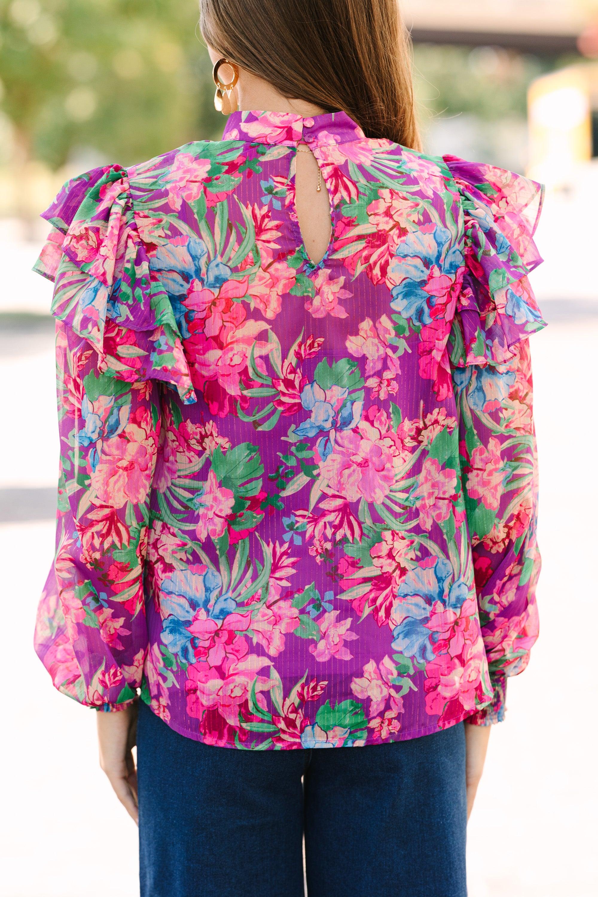 It's Your Life Purple Floral Blouse Female Product Image