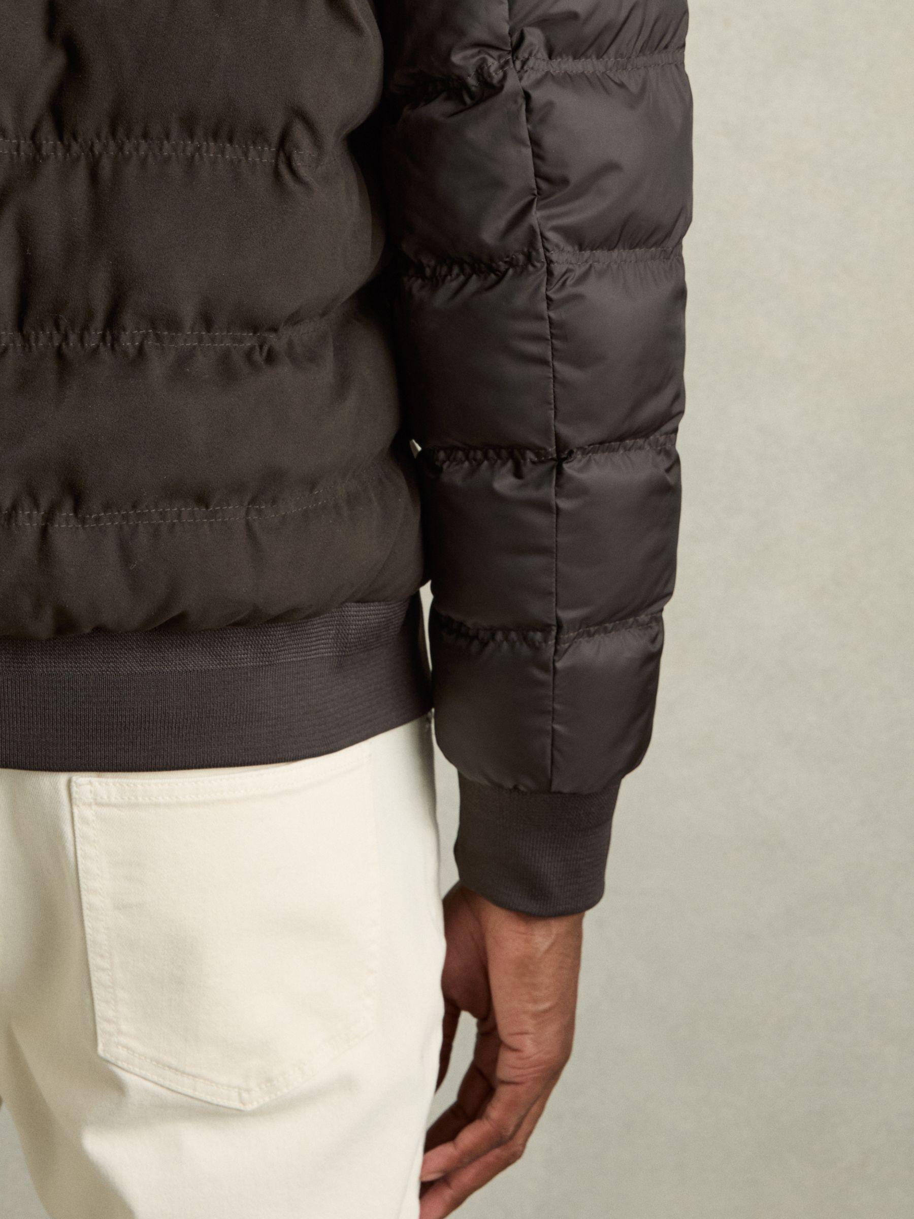 Patch-Pocket Quilted-Alcantara Jacket in Chocolate Brown Product Image