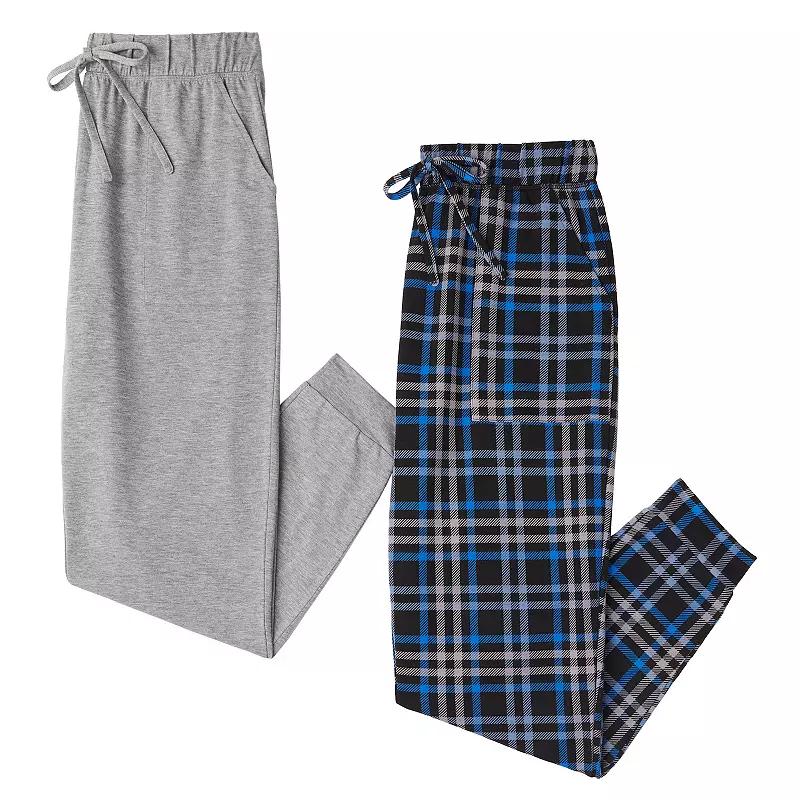 Men's Cuddl Duds® 2-Pack French Terry Cuffed Bottom Pajama Pants Set, Size: Small, Black Gray Camo Product Image