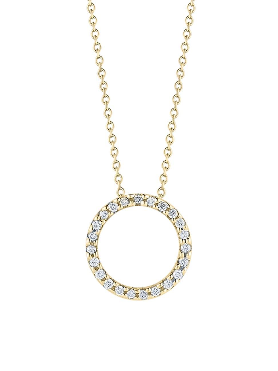 Womens Tiny Treasures 0.11 TCW Diamond & 18K White Gold Petite Circle Pendant Necklace Product Image