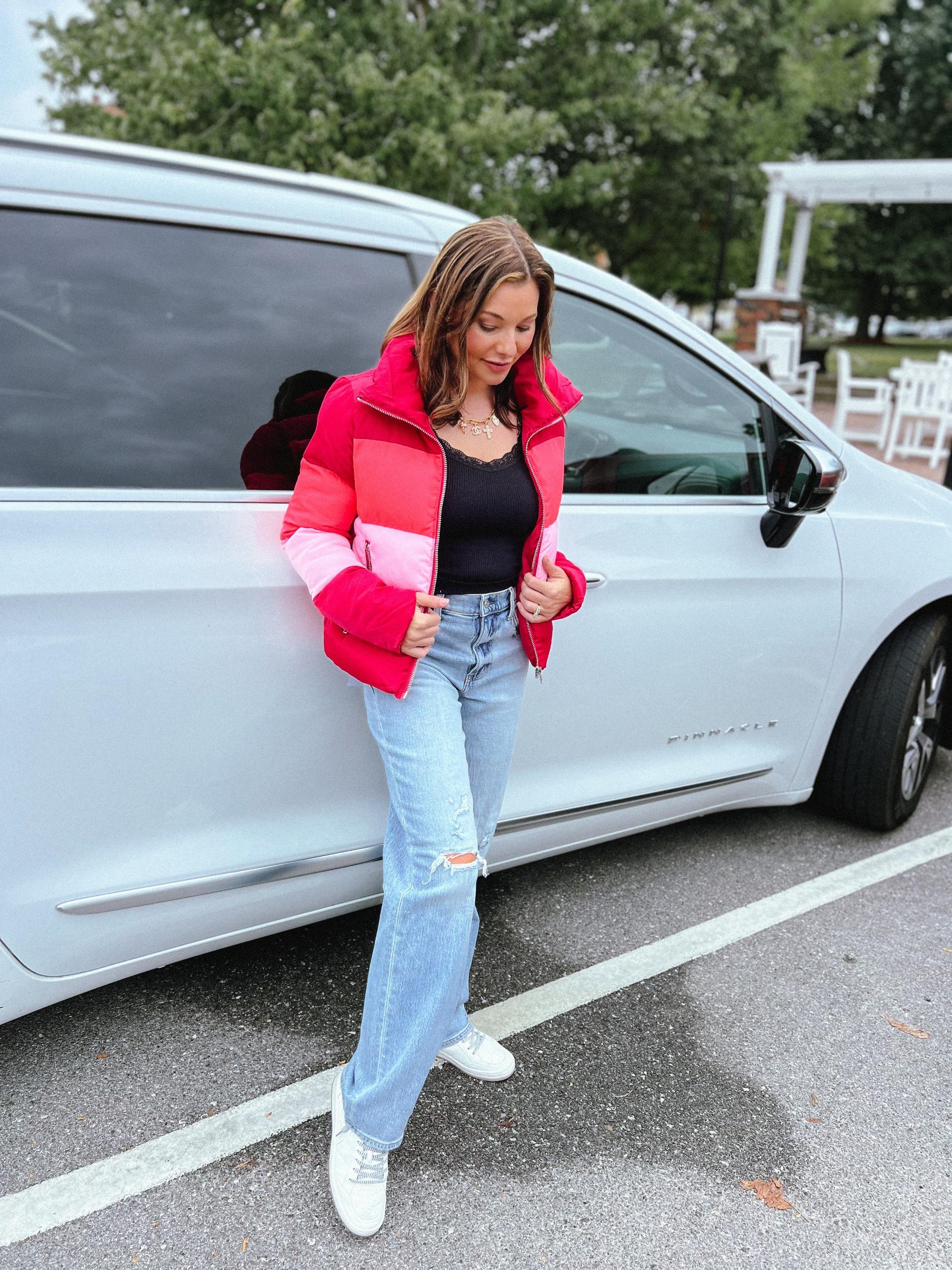 Addison Striped Puffer Jacket in Sprinkles Product Image