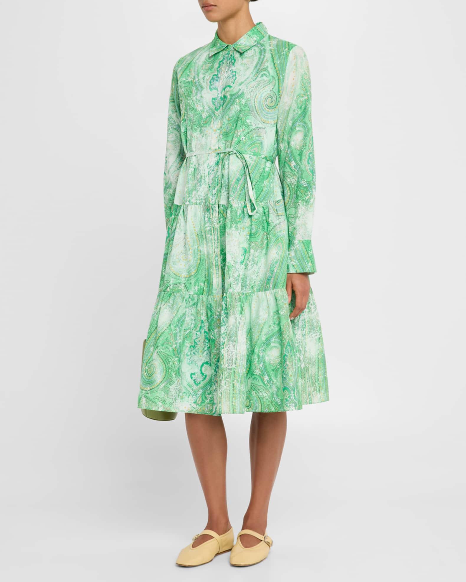 Jelani Tiered Paisley-Print Midi Shirtdress Product Image