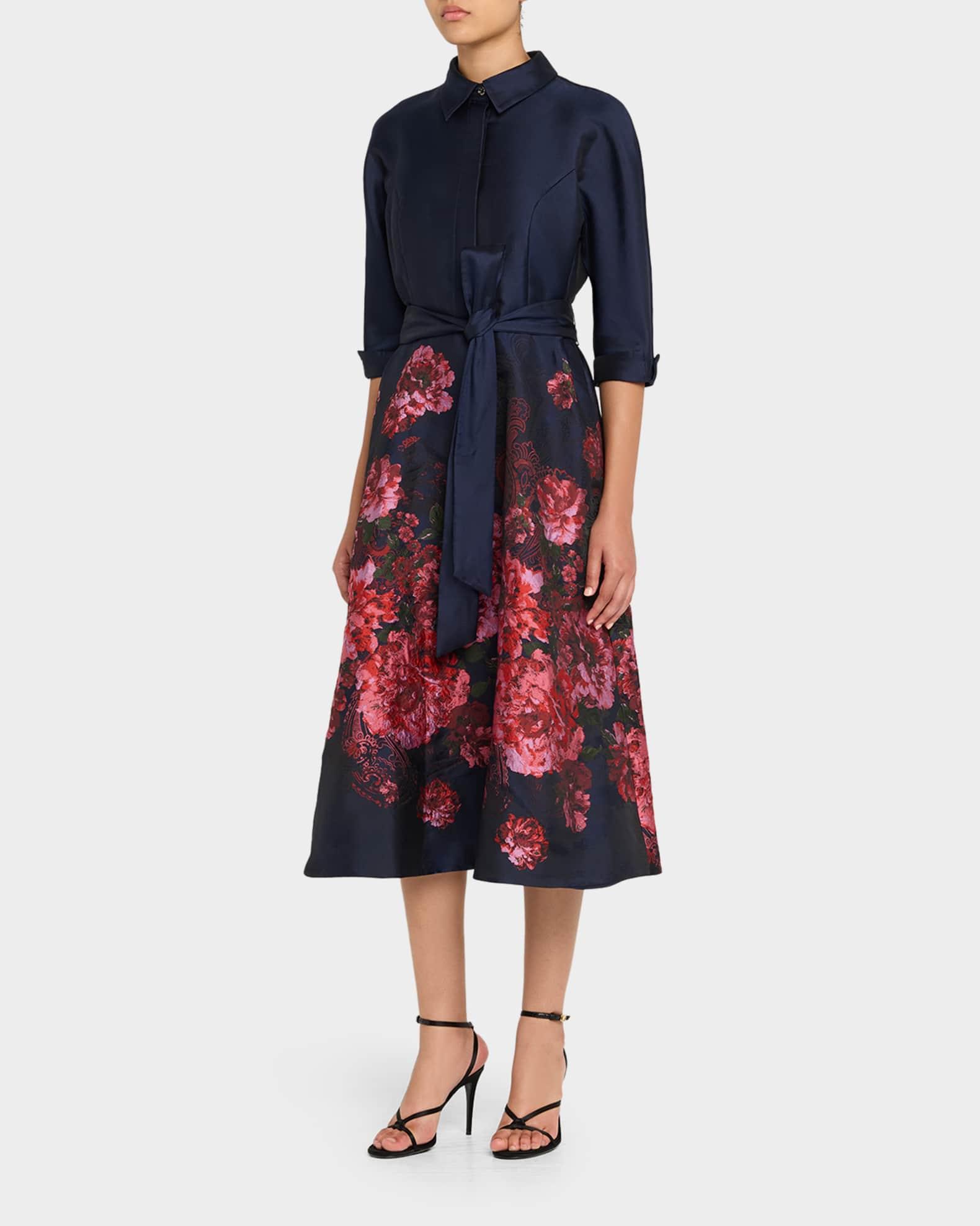Floral Paisley Jacquard Midi Shirtdress Product Image