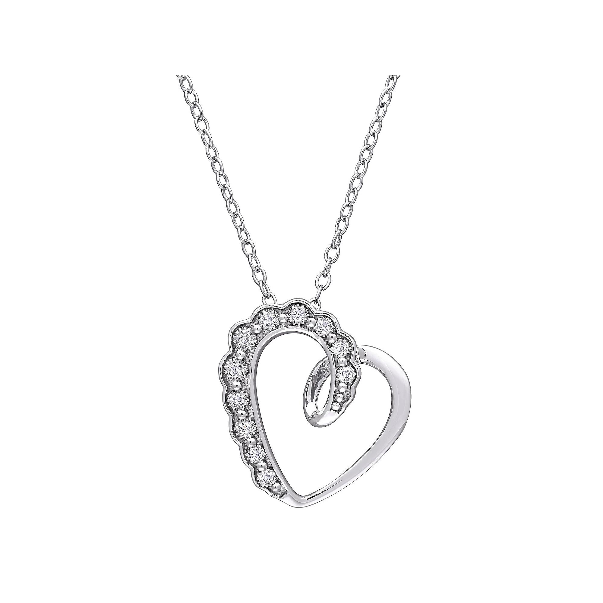 Stella Grace Sterling Silver Diamond Accent Heart Pendant Necklace, Women's, Size: 18" Product Image