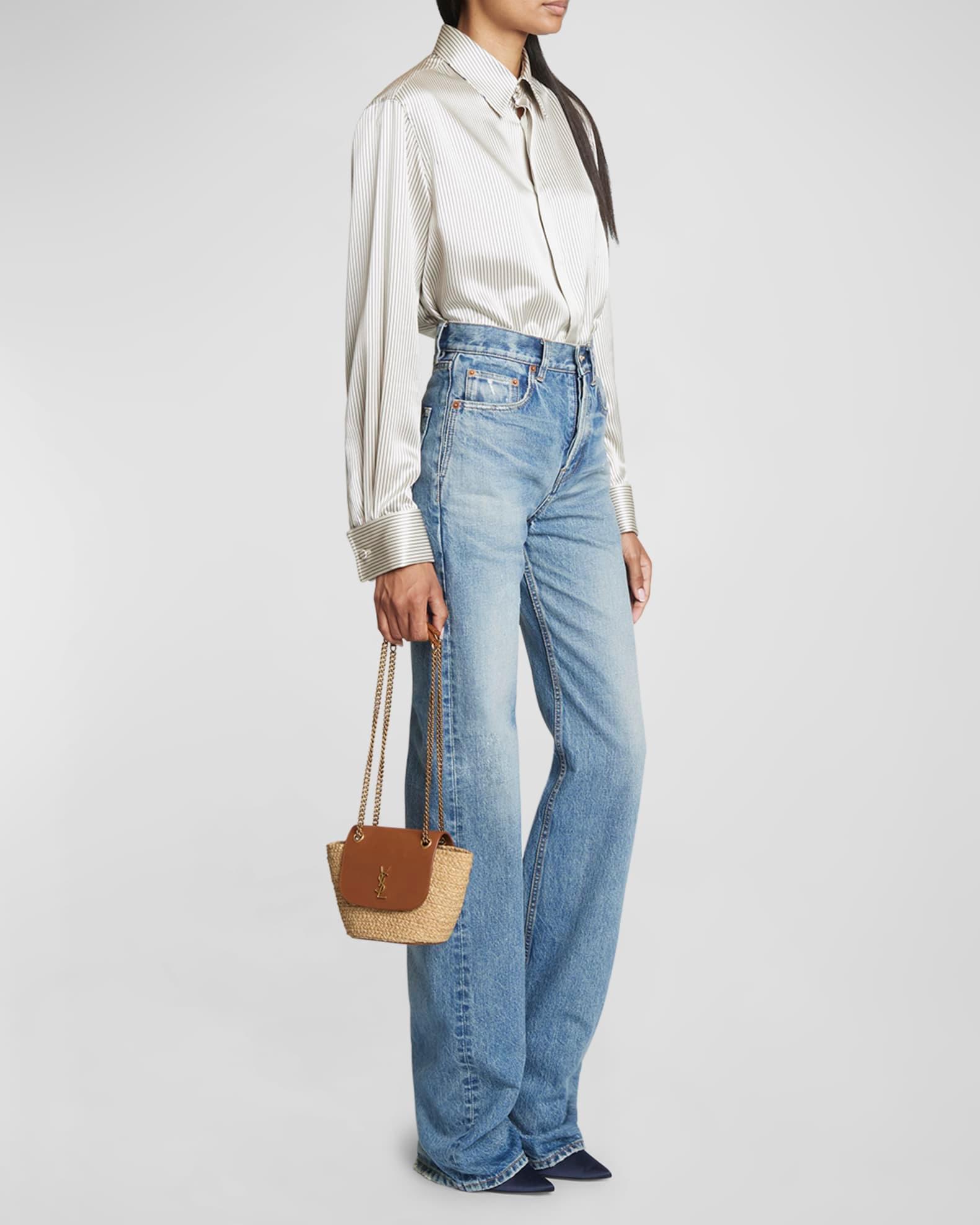 Panier Mini YSL Flap Crossbody Basket Bag in Raffia Product Image