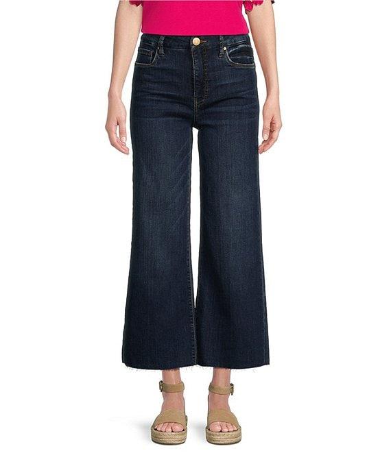 KUT from the Kloth Meg Wide Leg High-Rise Fab Ab Raw Hem Ankle Length Jeans Product Image