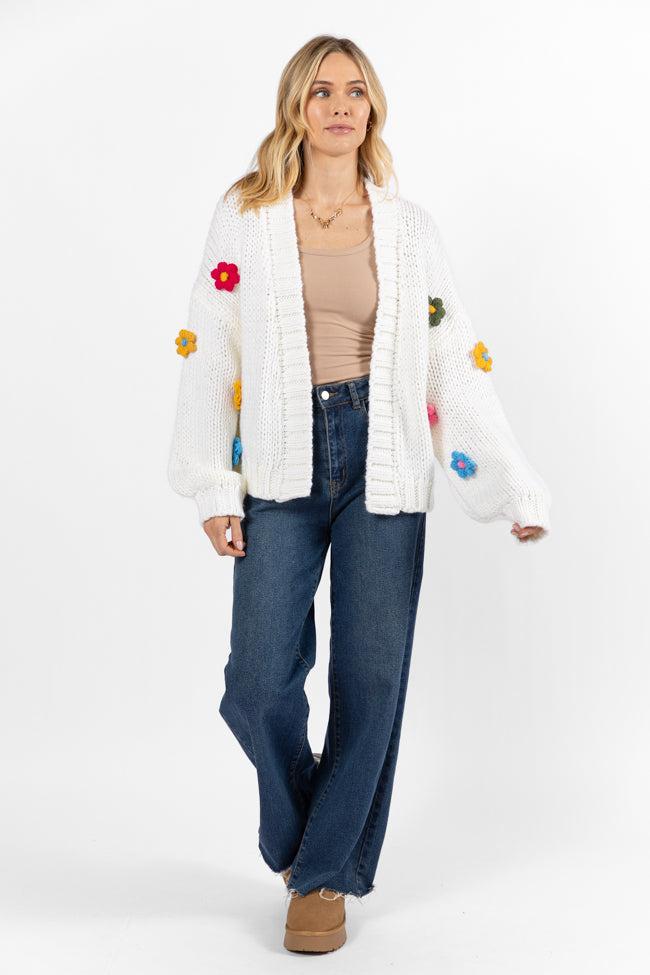 The Way I Feel Ivory Multi Flower Embroidered Cardigan FINAL SALE Product Image