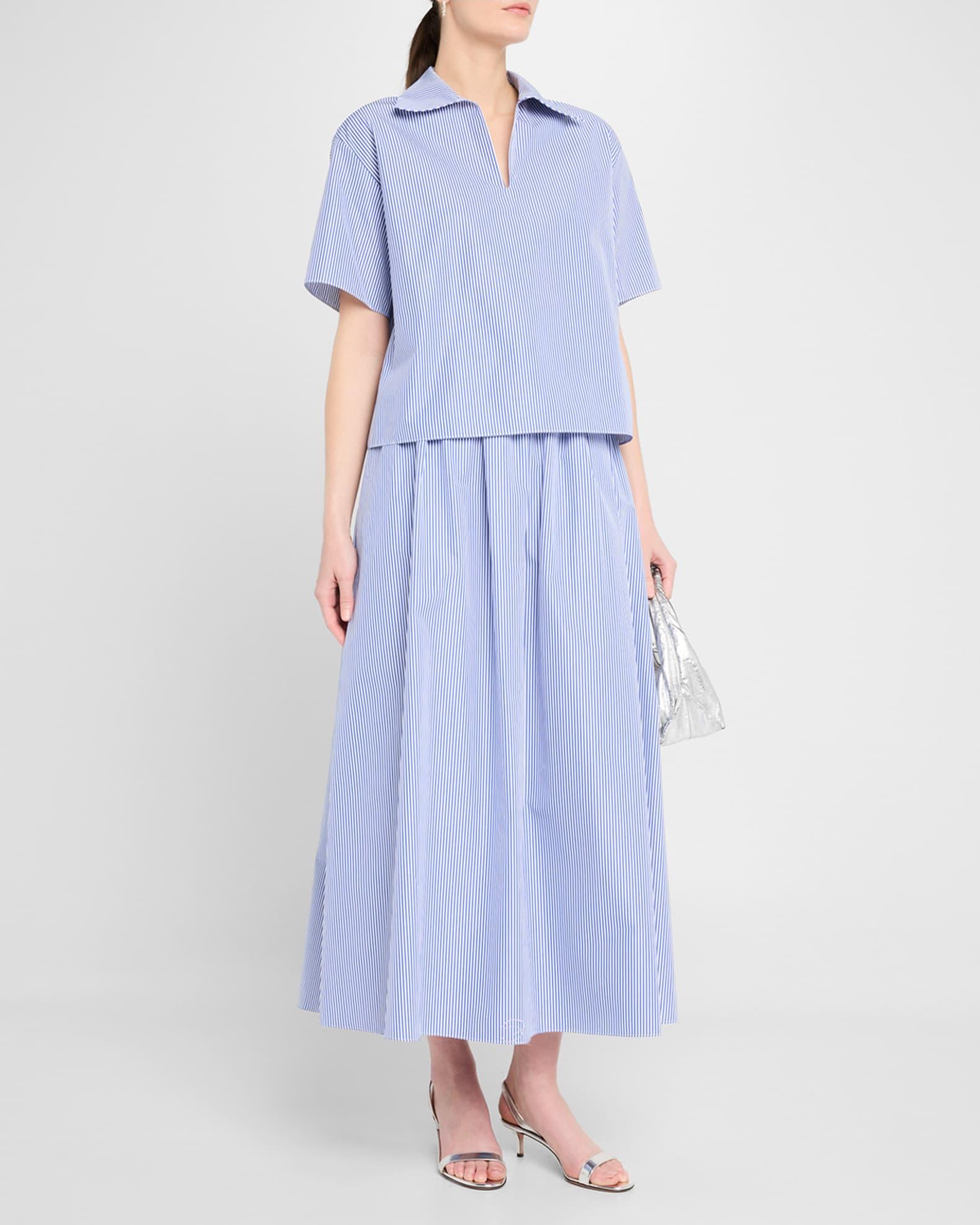 Striped Point-Collar Popover Blouse Product Image