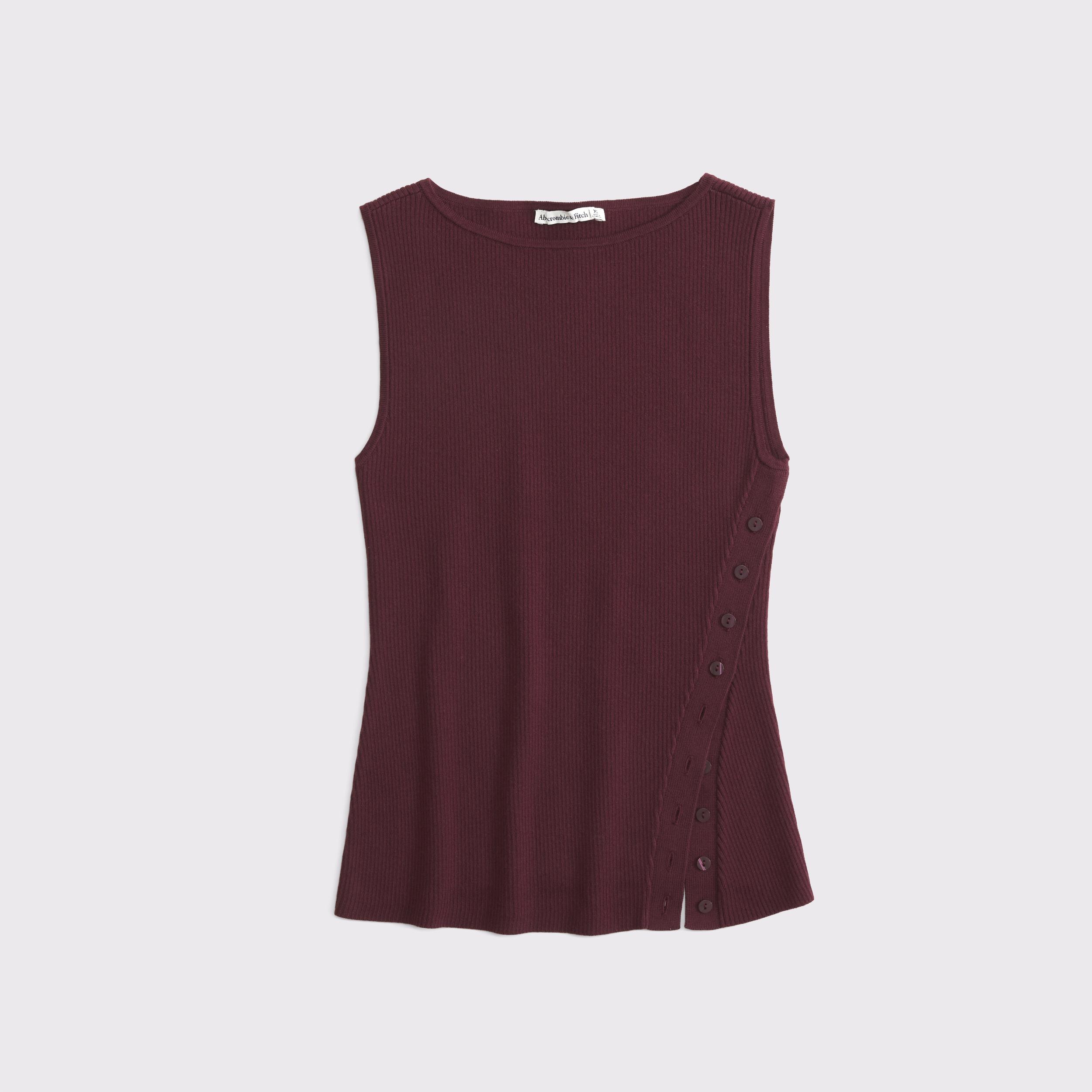 Asymmetrical Button Sweater Tank Product Image