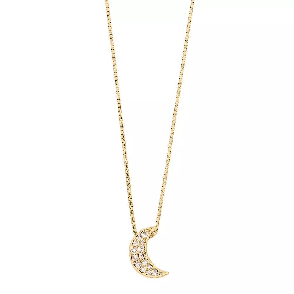Gemminded 18k Gold Over Silver 1/10 Carat T.W. Diamond Crescent Moon Pendant Necklace, Women's, Size: 18", Yellow Product Image
