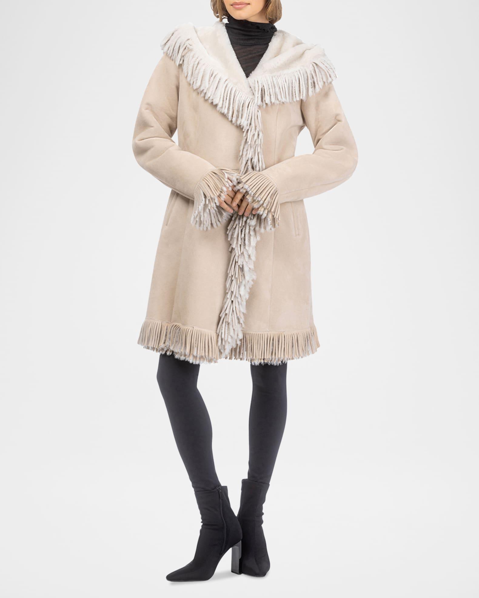 Merino Shearling Lamb Parka With Fringes Product Image