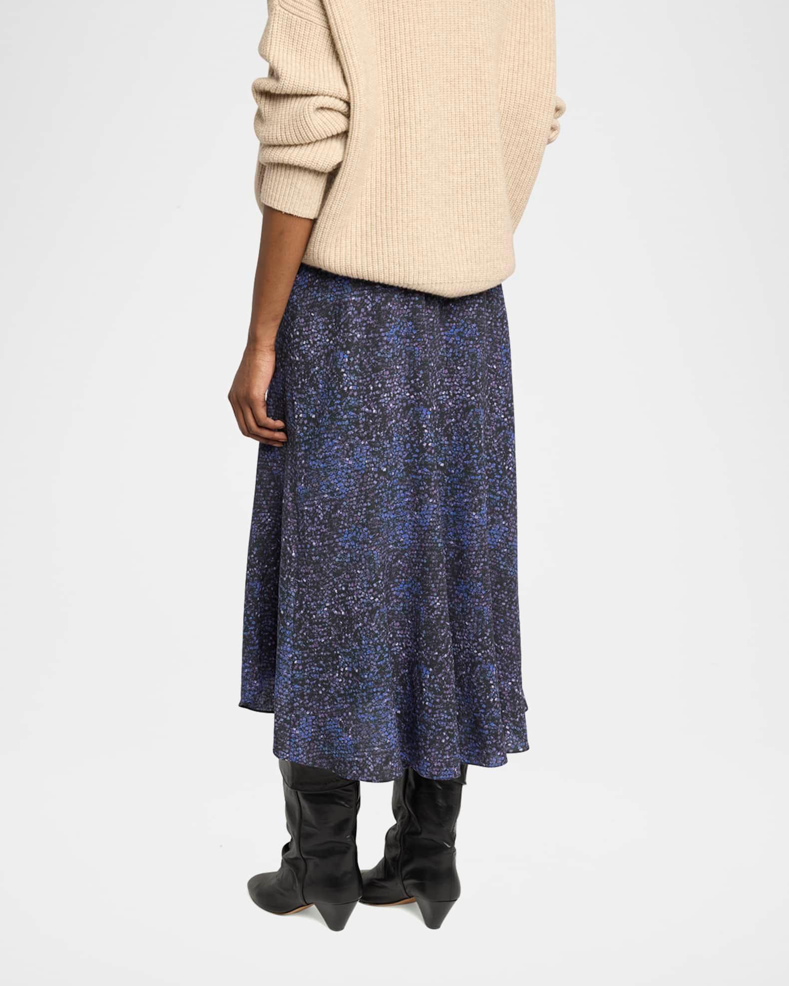 Hortensia Mosaic Flared Stretch Silk Skirt Product Image