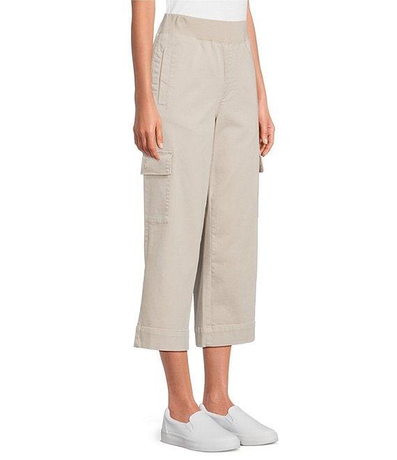 Intro Petite Size Rib Knit Pheobe Pull-On Cargo Capri Pants Product Image