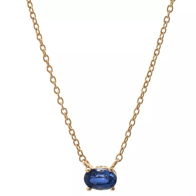 Gemistry 14k Gold Blue Kyanite Pendant Necklace, Women's,  Product Image