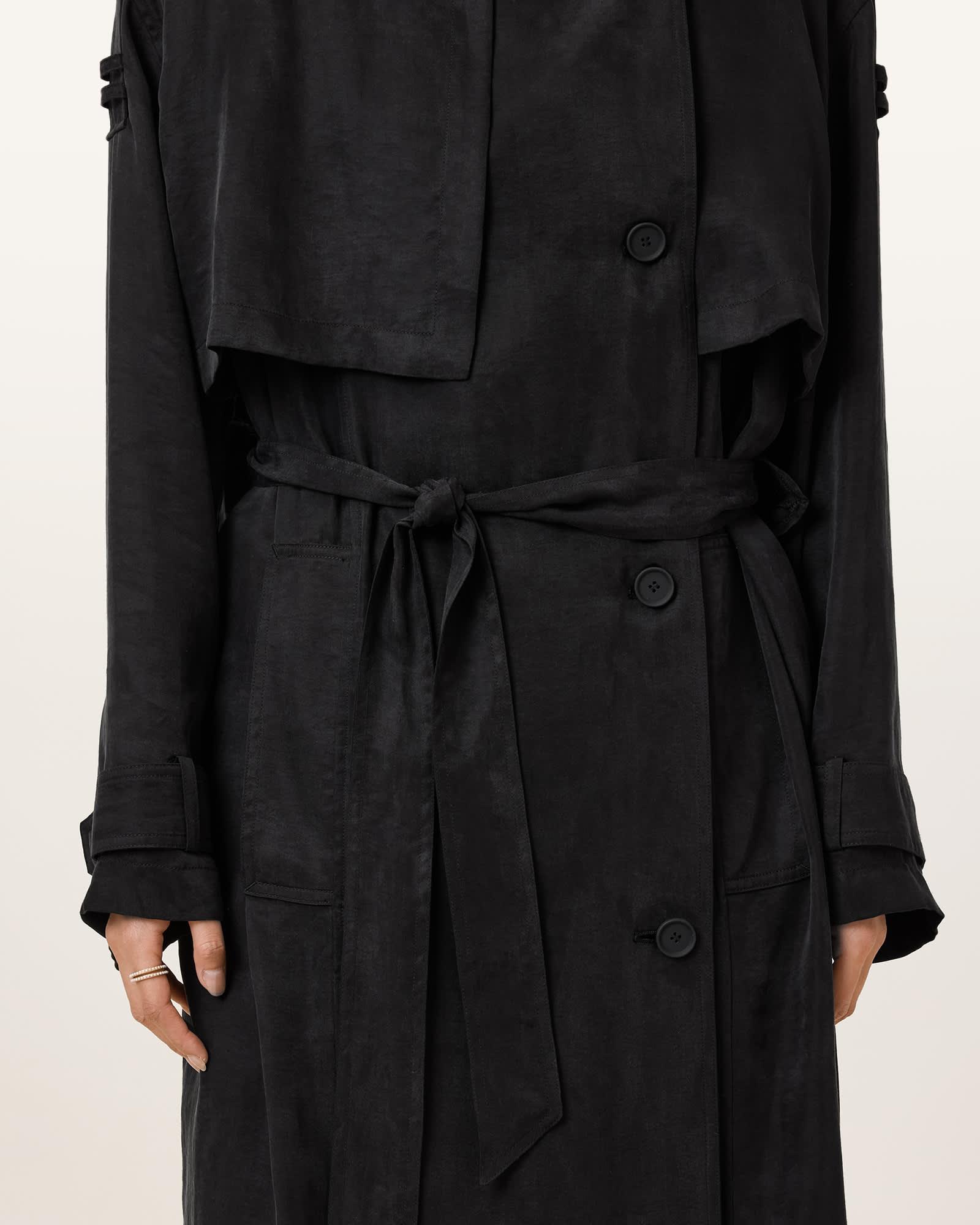 Linnie Lightweight Trench Coat Black | ALLSAINTS US Product Image