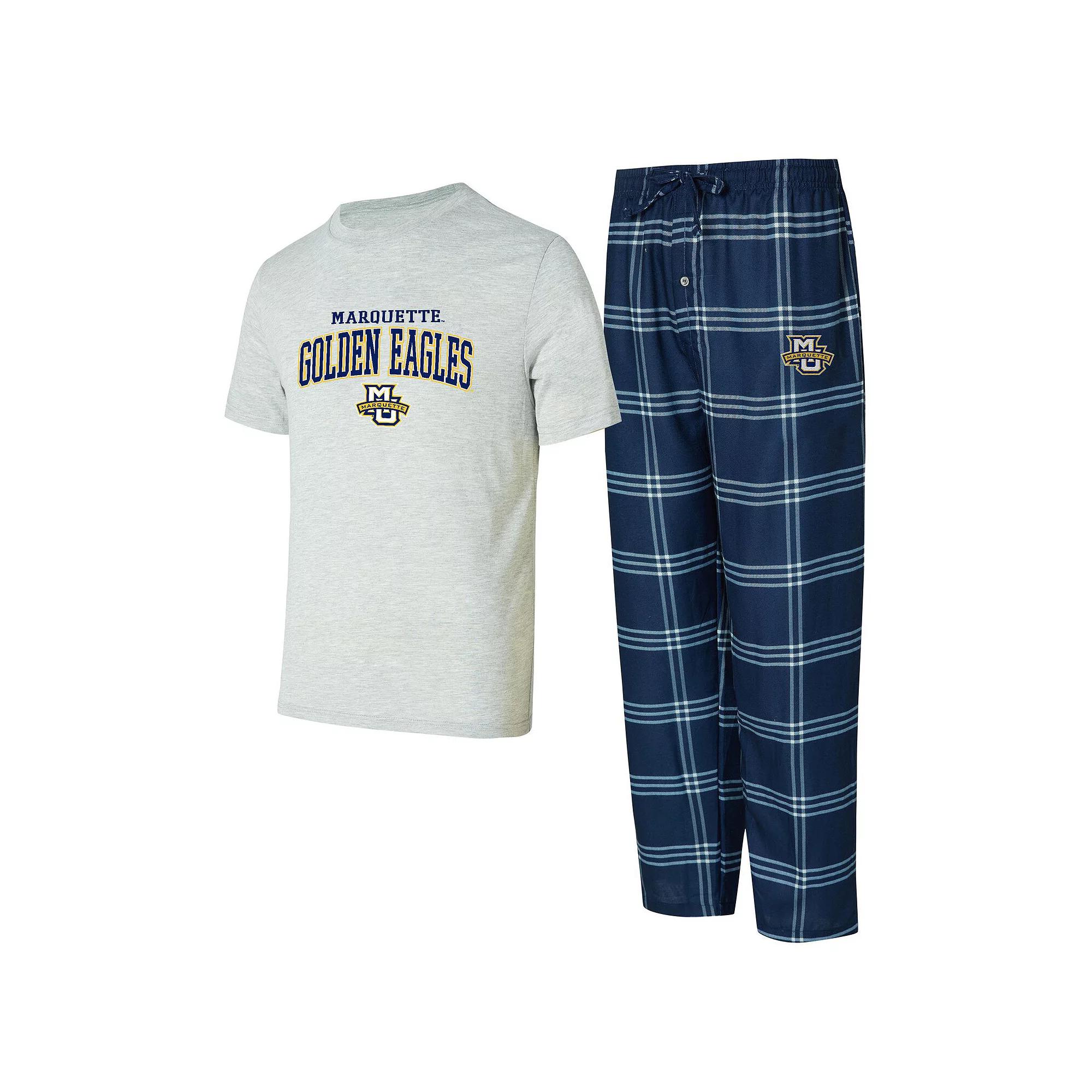 Men's Concepts Sport Blue/Gray Marquette Golden Eagles T-Shirt & Pants Sleep Set, Size: 2XL, Mrq Blue Product Image