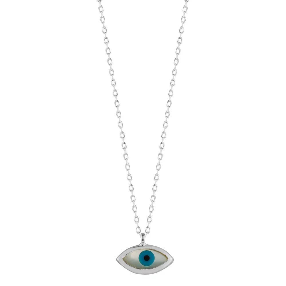 Sunkissed Sterling Dainty Evil Eye Pendant Necklace, Women's, Size: 17", Silver Tone Product Image