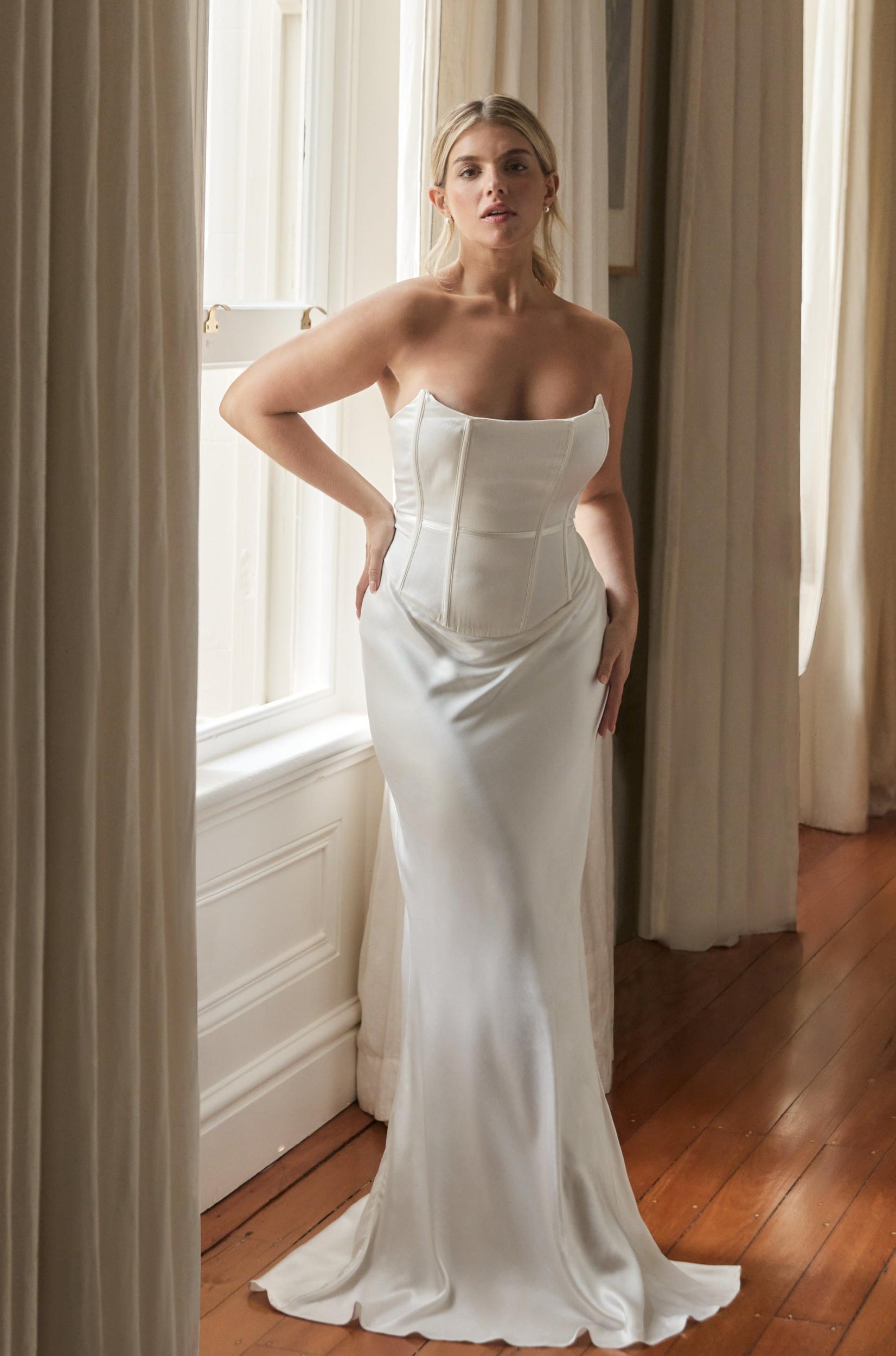 Harlow Satin Strapless Maxi Dress - Ivory Product Image