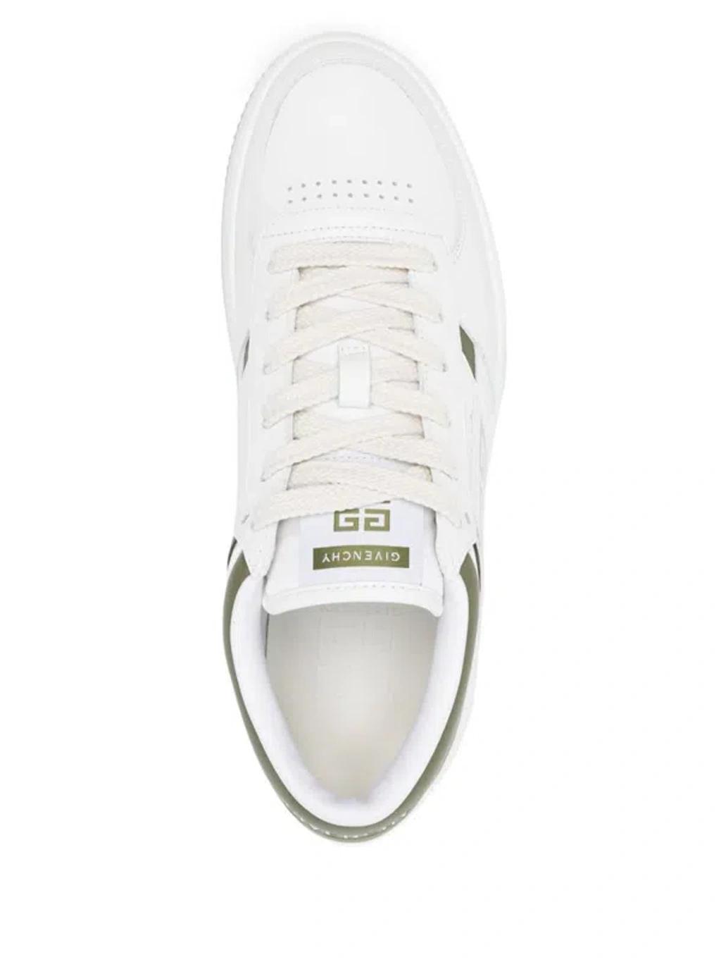 GIVENCHY Leather Sneakers With Rubber Sole And Panelled Design In White Product Image