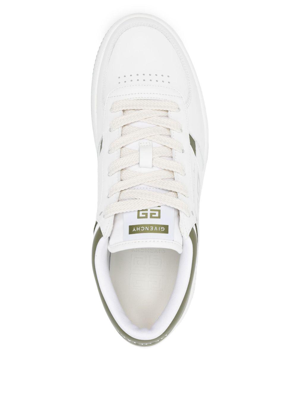 GIVENCHY Leather Sneakers With Rubber Sole And Panelled Design In White Product Image