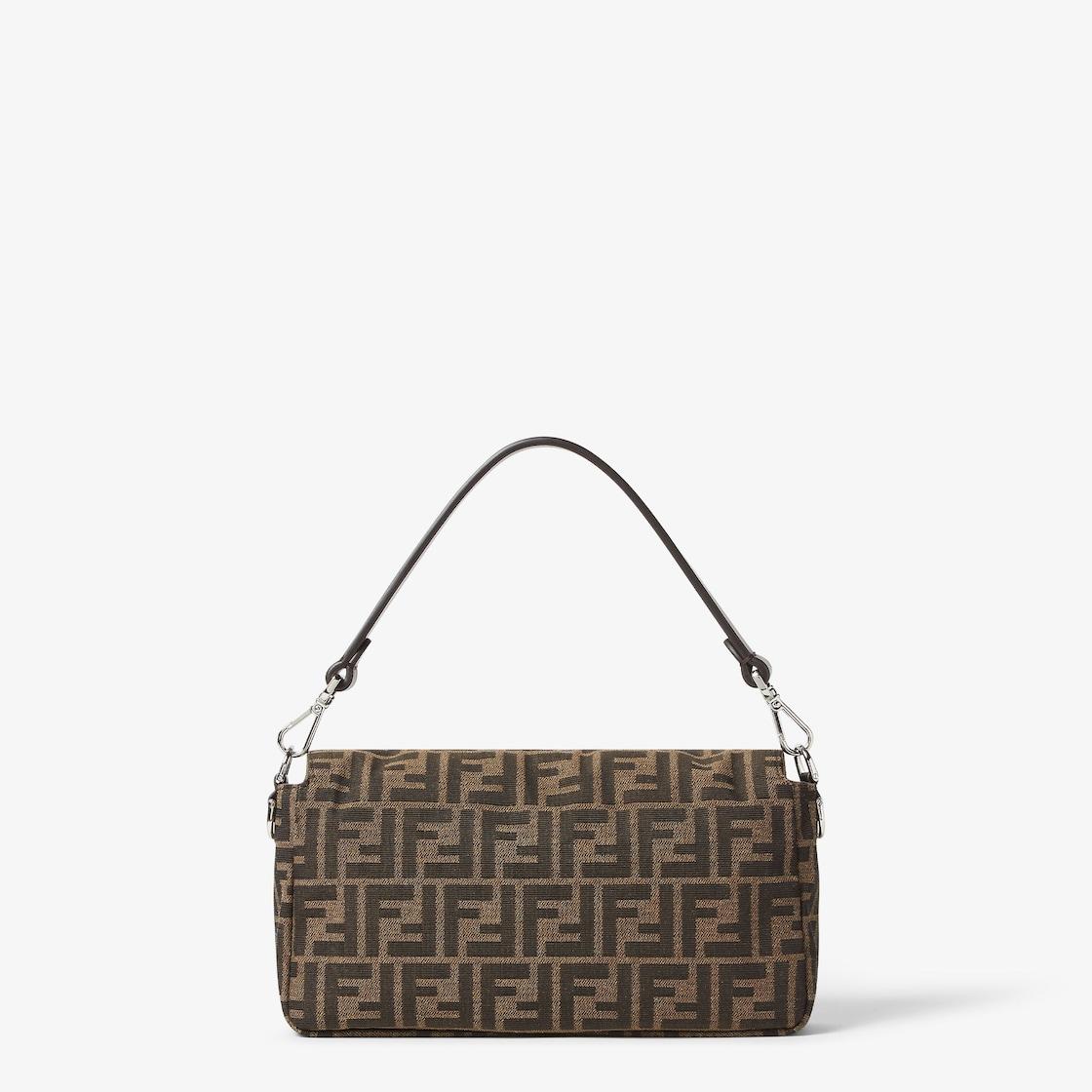 BaguetteTobacco brown FF jacquard fabric bag Product Image