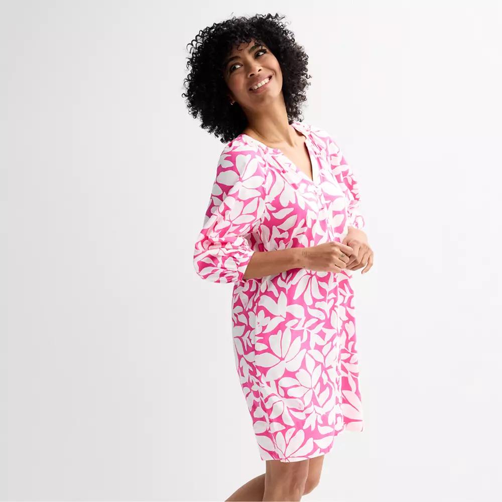 Petite Sonoma Goods For Life® Button-Front Shift Dress, Women's, Size: XL Petite, Pink Painted Floral Product Image