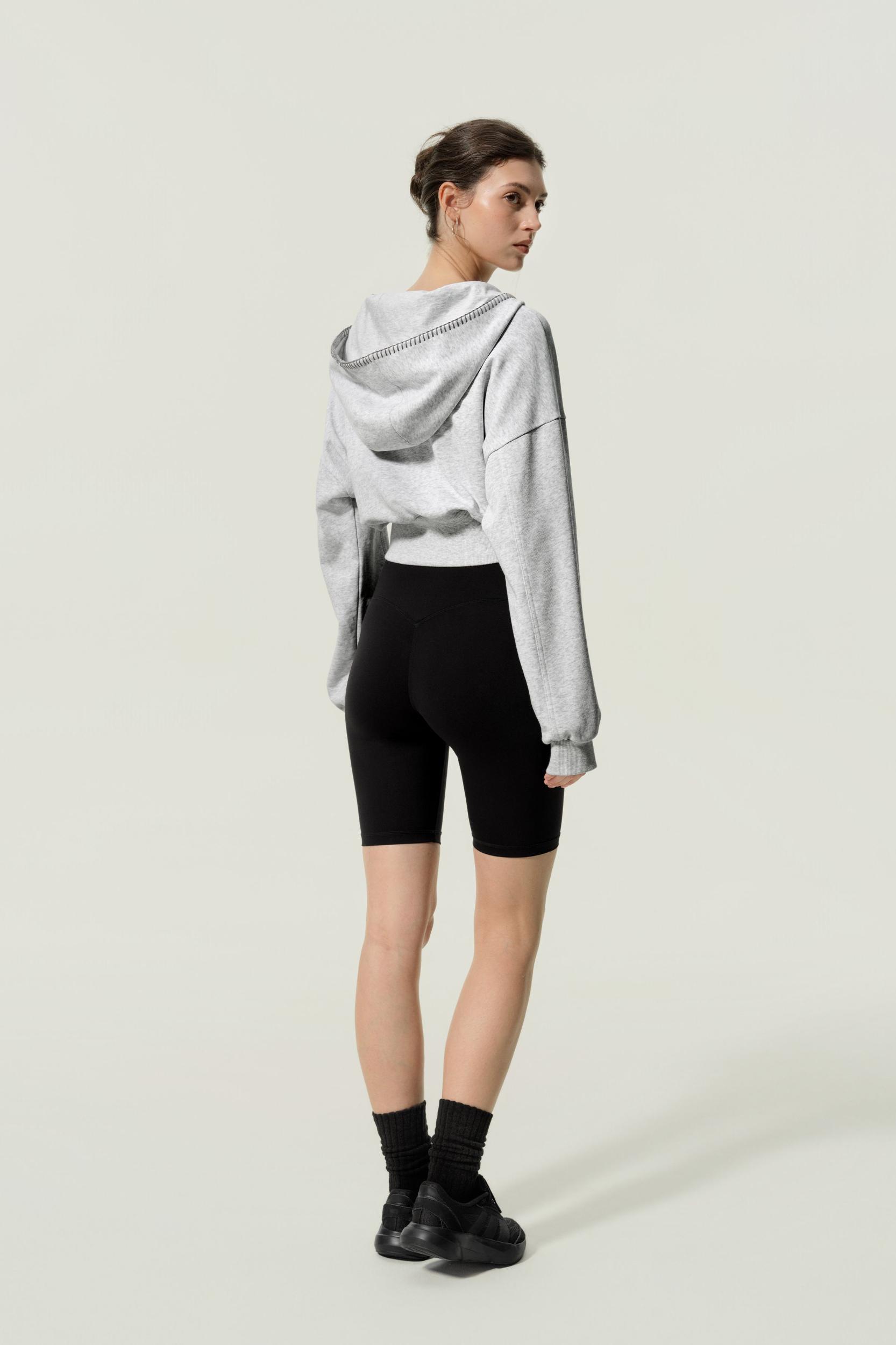 LILYSILK SILKERRY Womens Cropped Zip Up Hoodie | 100% Silk Loops | Cozy Zip-Up Jacket | Espresso L Product Image