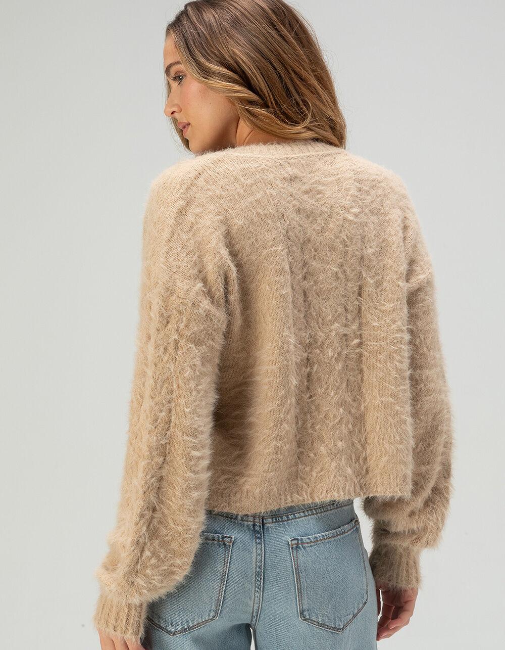 RSQ Womens Cable Fuzzy Cardigan - CREAM Product Image