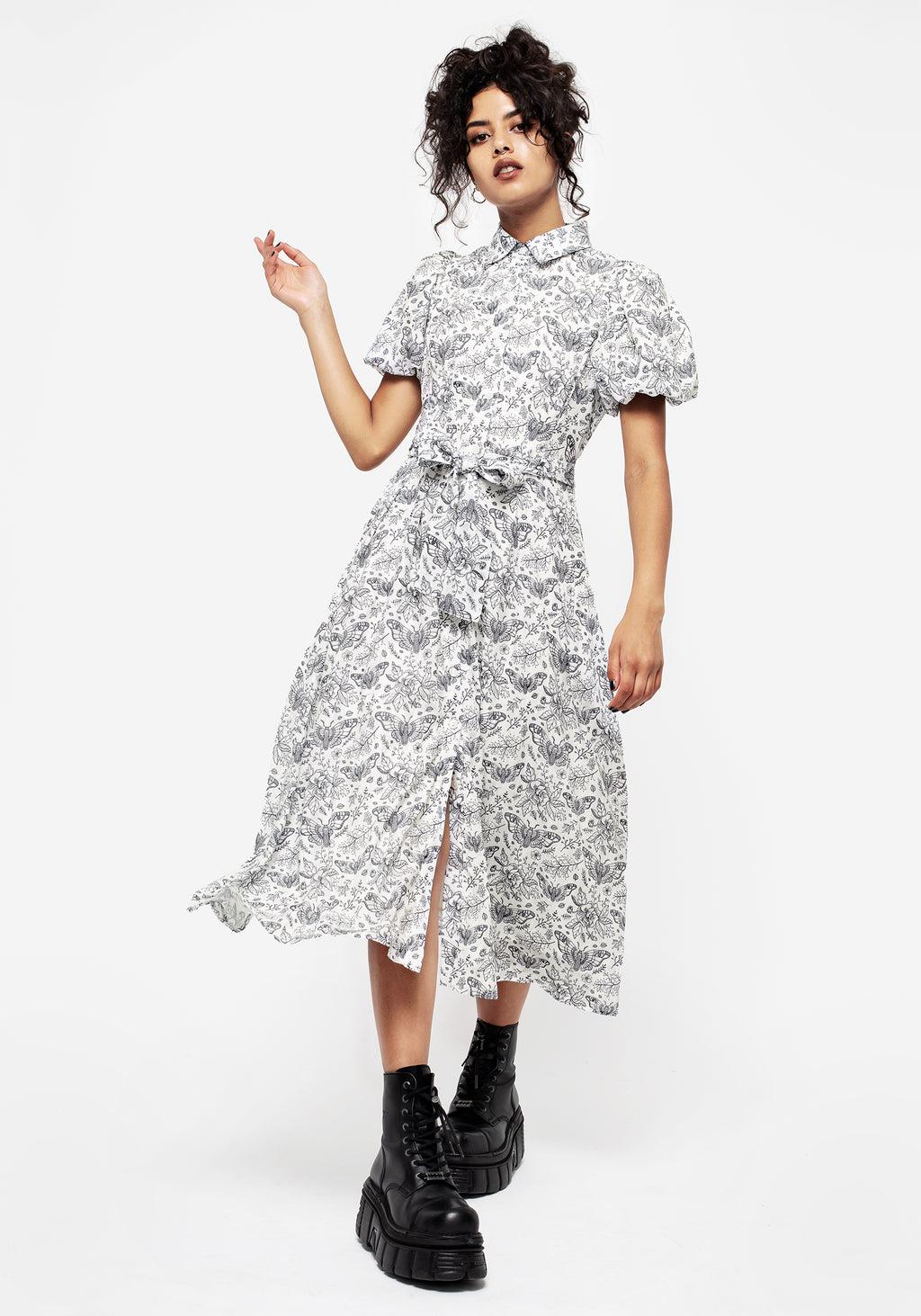 Rosamoth Chiffon Midi Shirt Dress - White Product Image
