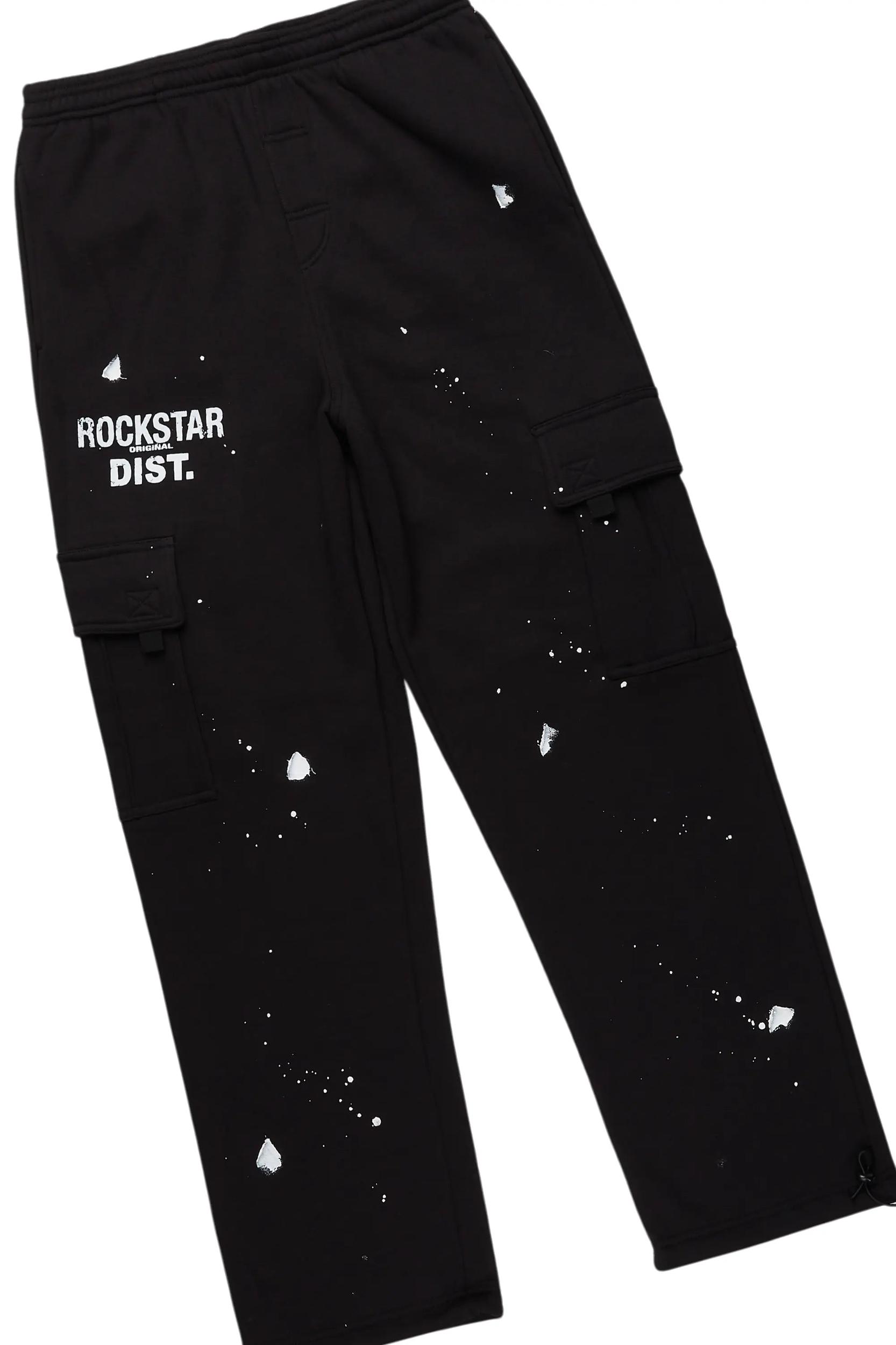 Raffer Black Hoodie/Cargo Sweat Pant Set Male Product Image