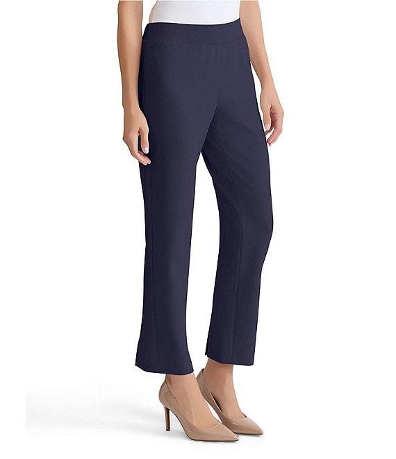 Ming Wang Stretch Crepe Flat Front Straight-Leg Ankle Pants Product Image