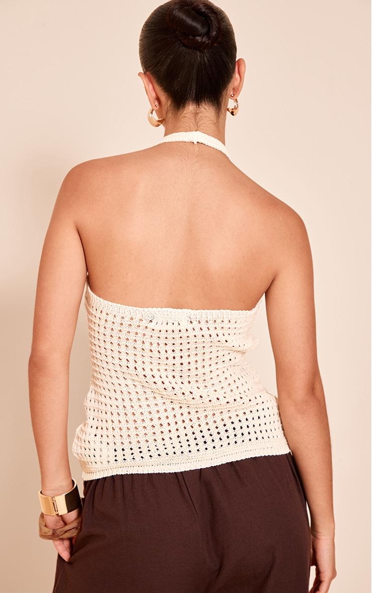 Cream Crochet Halter Top Product Image