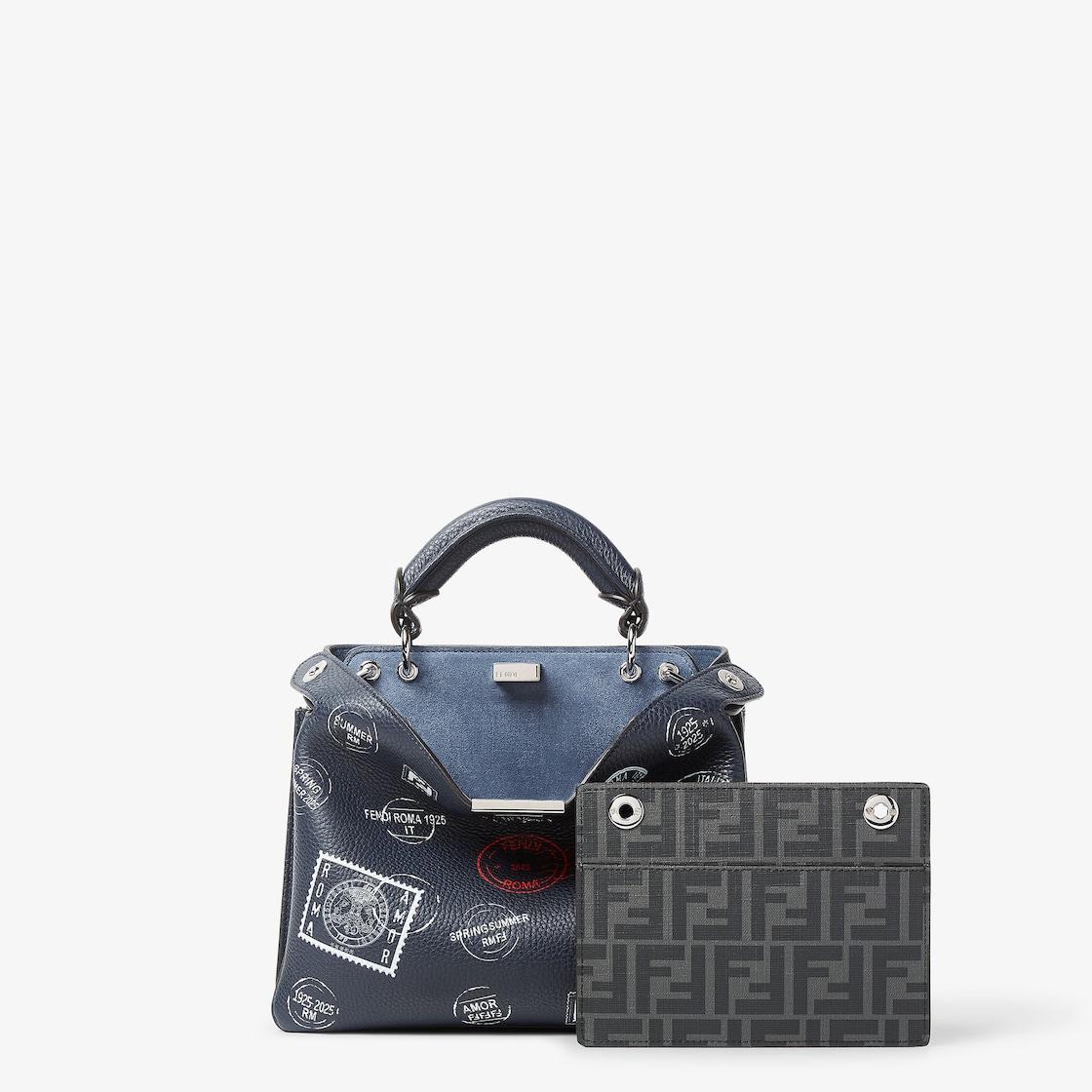 Peekaboo Soft SmallMidnight blue printed leather bag Product Image