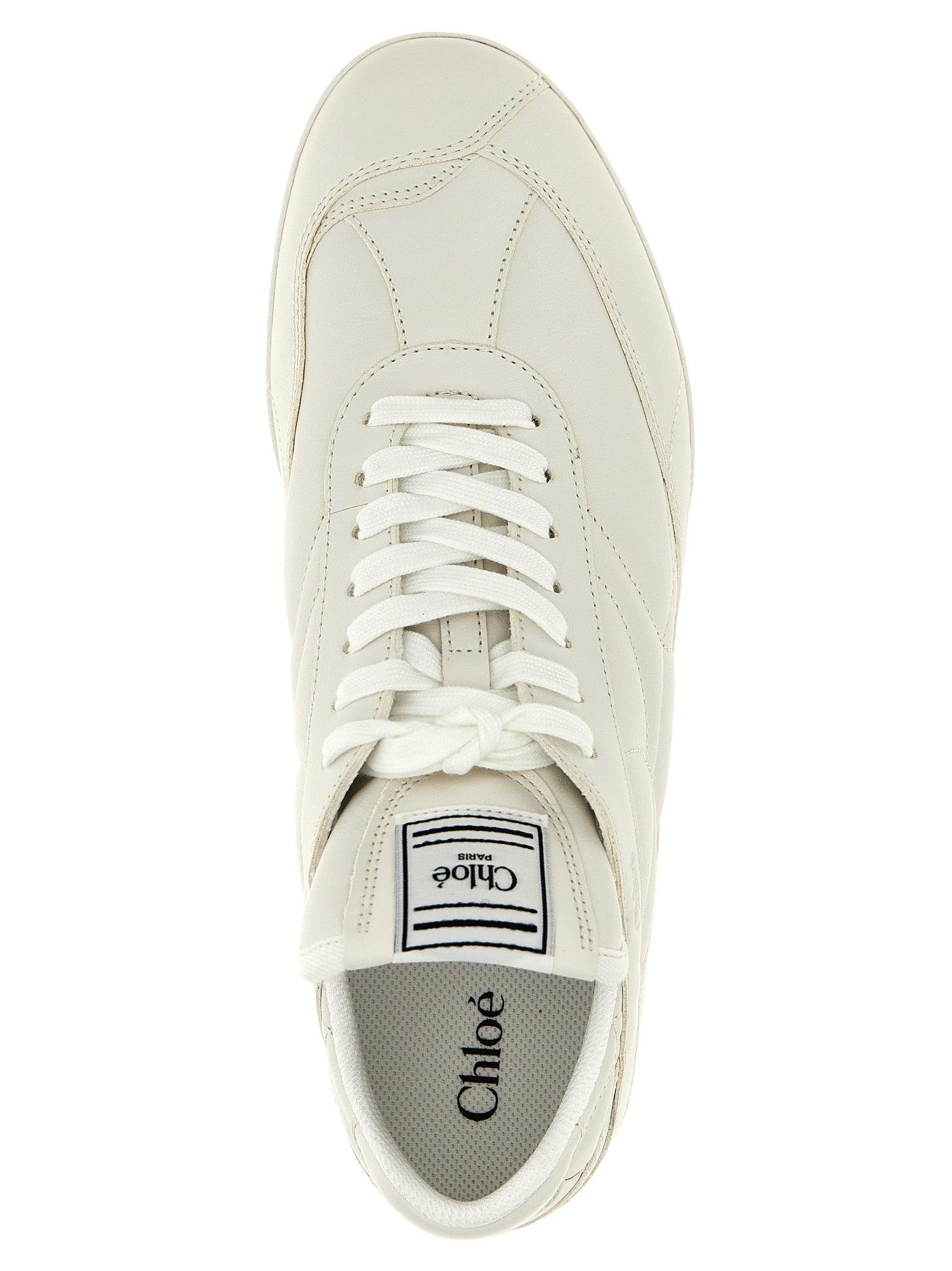 CHLOÉ Womens Chloe Kick Brand-patch Leather Low-top Trainers In White Product Image
