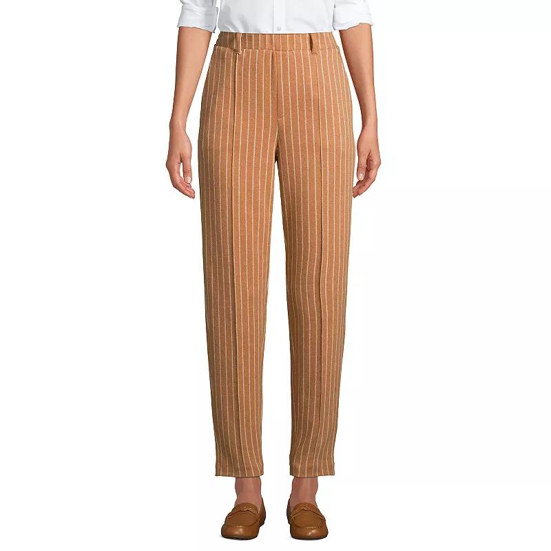 Petite Lands End Sport Pull-On Tapered Pants, Womens Camel Grey Stripe Product Image